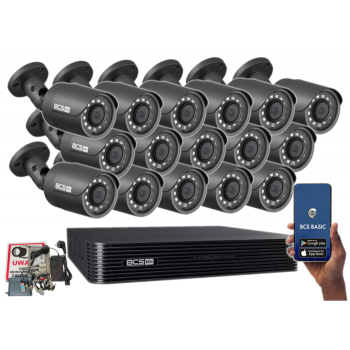 ZESTAW MONITORINGU BCS-B-XVR1601(2.0) + 16 KAMER BCS-B-MT43600 4MPX DYSK 2TB